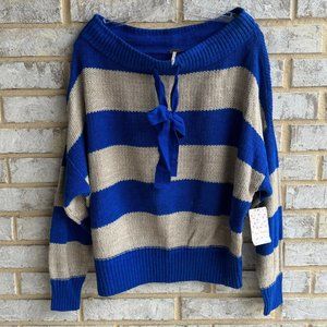 Free People Cassidy Pullover Off Shoulder Tie Neck Sweater, Size XS
